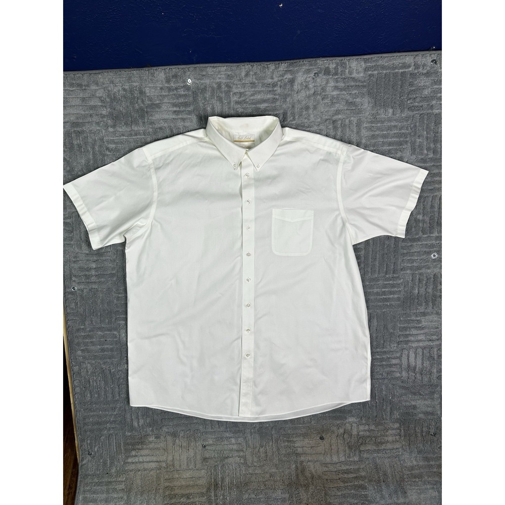 Roundtree & Yorke Gold Label EZ Wash Pinpoint Cotton Men's 19 Short Sleeve Shirt - Picture 2 of 6